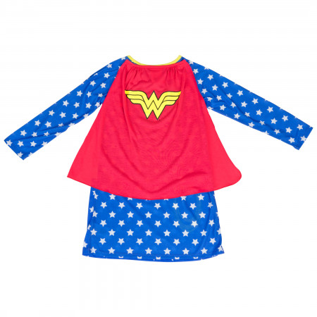Wonder Woman Costume with Star Shoulders Long Sleeve Sleep Gown